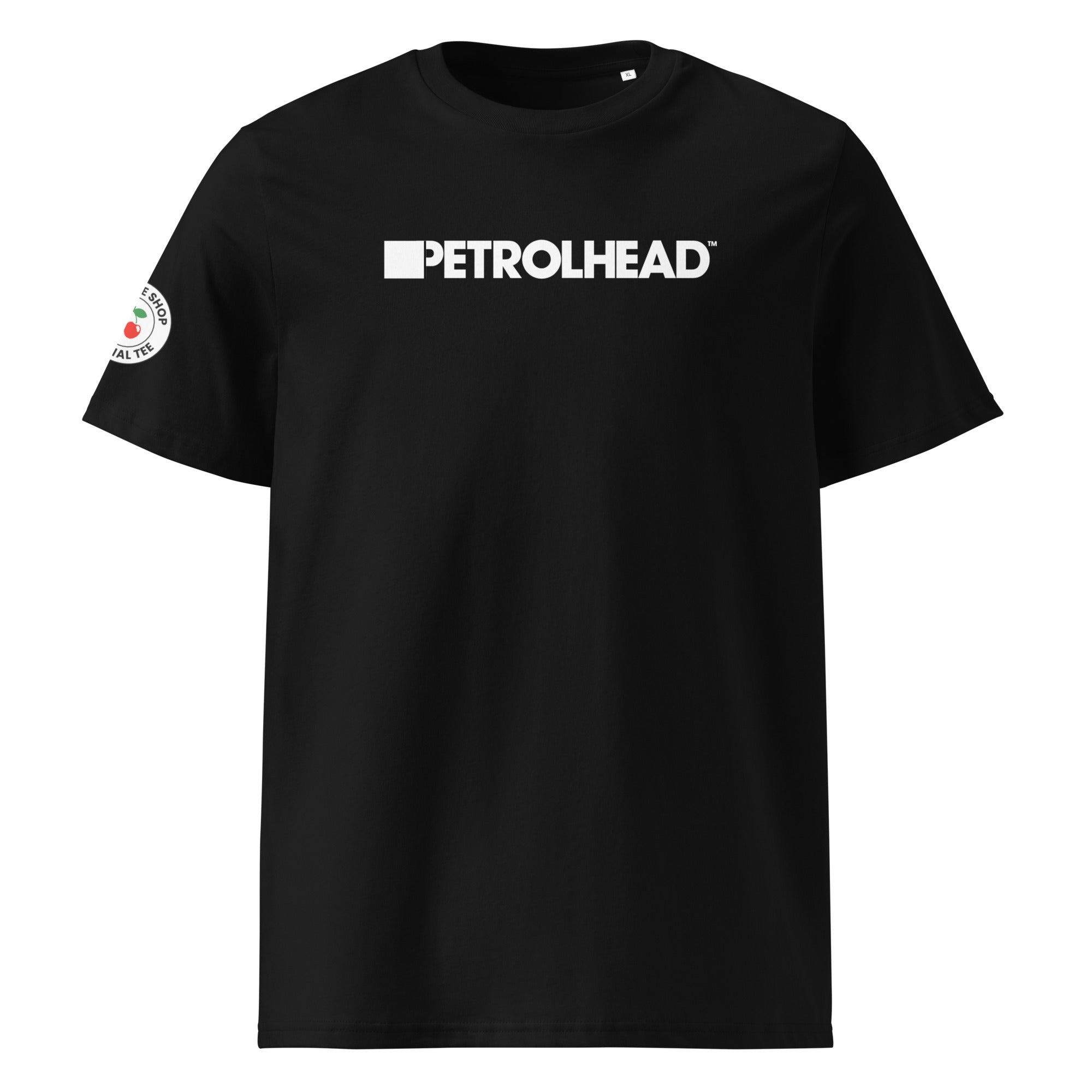Check out the front view of our Petrolhead Black T-Shirt, featuring bold text celebrating the automotive lifestyle.