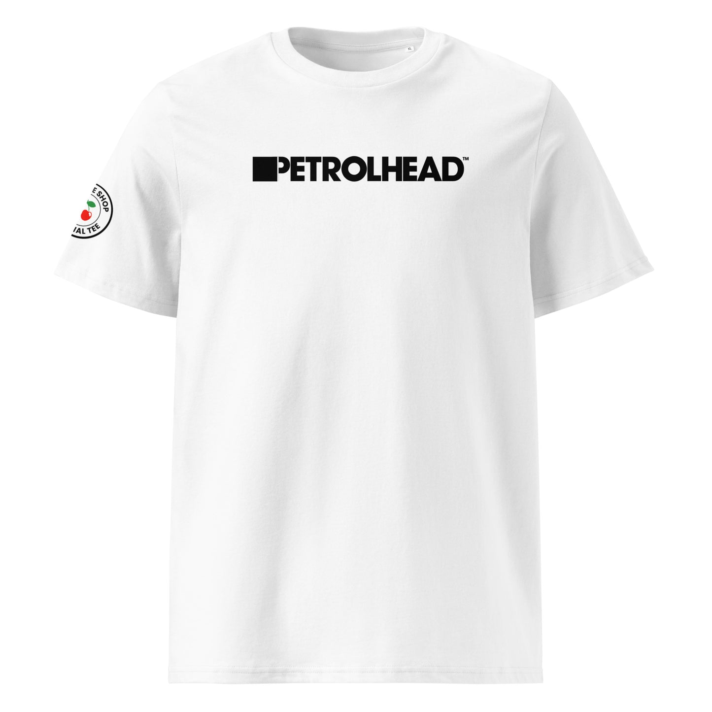 Check out the front view of our Petrolhead White T-Shirt, featuring bold text celebrating the automotive lifestyle.