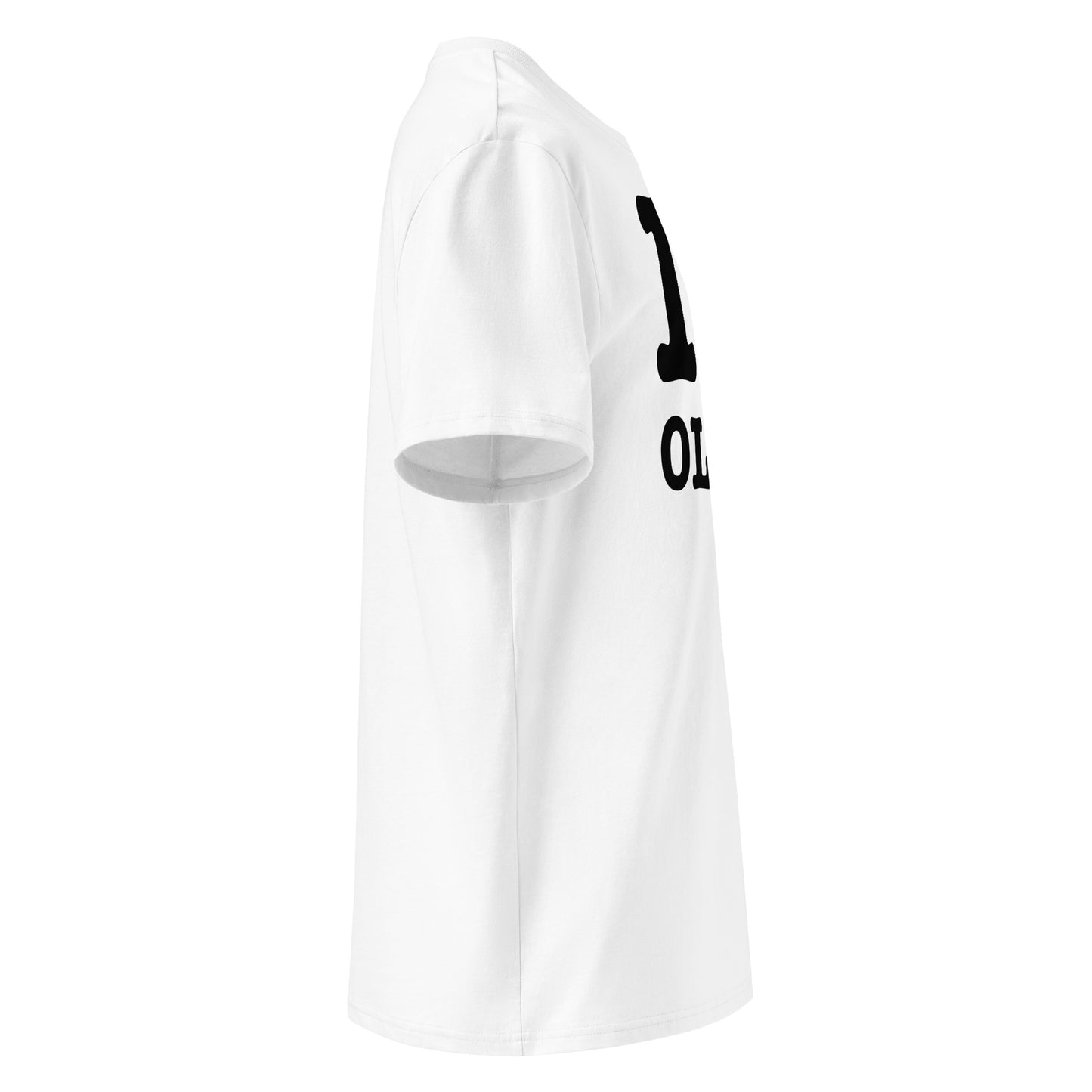 Right side profile of the I ♥ OLLIE tee – clean fit and Haas-inspired heart design.