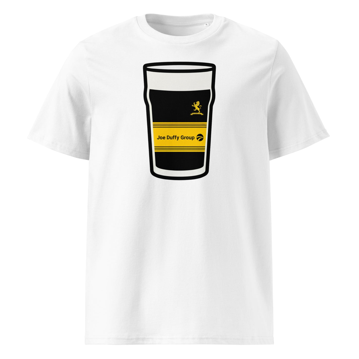 White Malahide RFC Mega Pint Rugby T-Shirt featuring a mega pint graphic inspired by Malahide RFC (The Lions), a Leinster rugby club founded in 1922.
