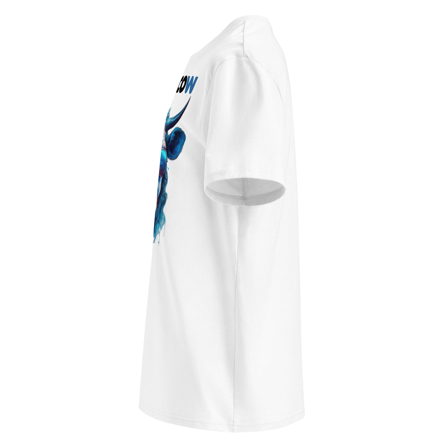 Left sleeve view of the Monacow T-Shirt highlighting the circular logo detail.