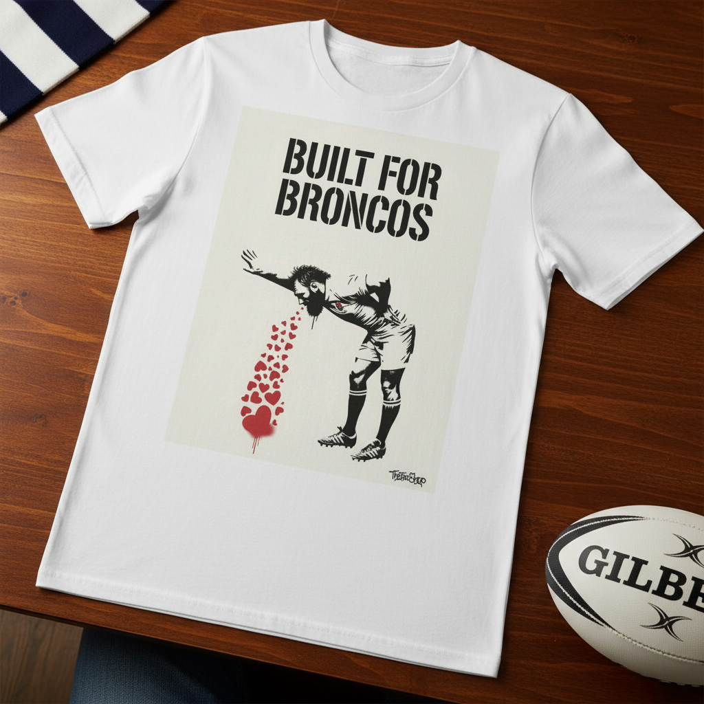 BUILT FOR BRONCOS Rugby T-Shirt - Stone