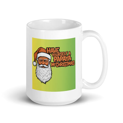 Have yourself a papaya McChristmas mug with handle on right 