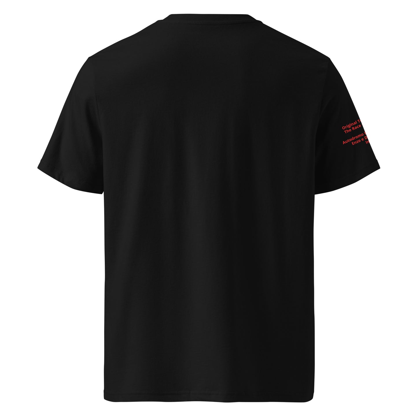 Back view of the Acque Minerali T-Shirt in black and red, combining style and comfort.