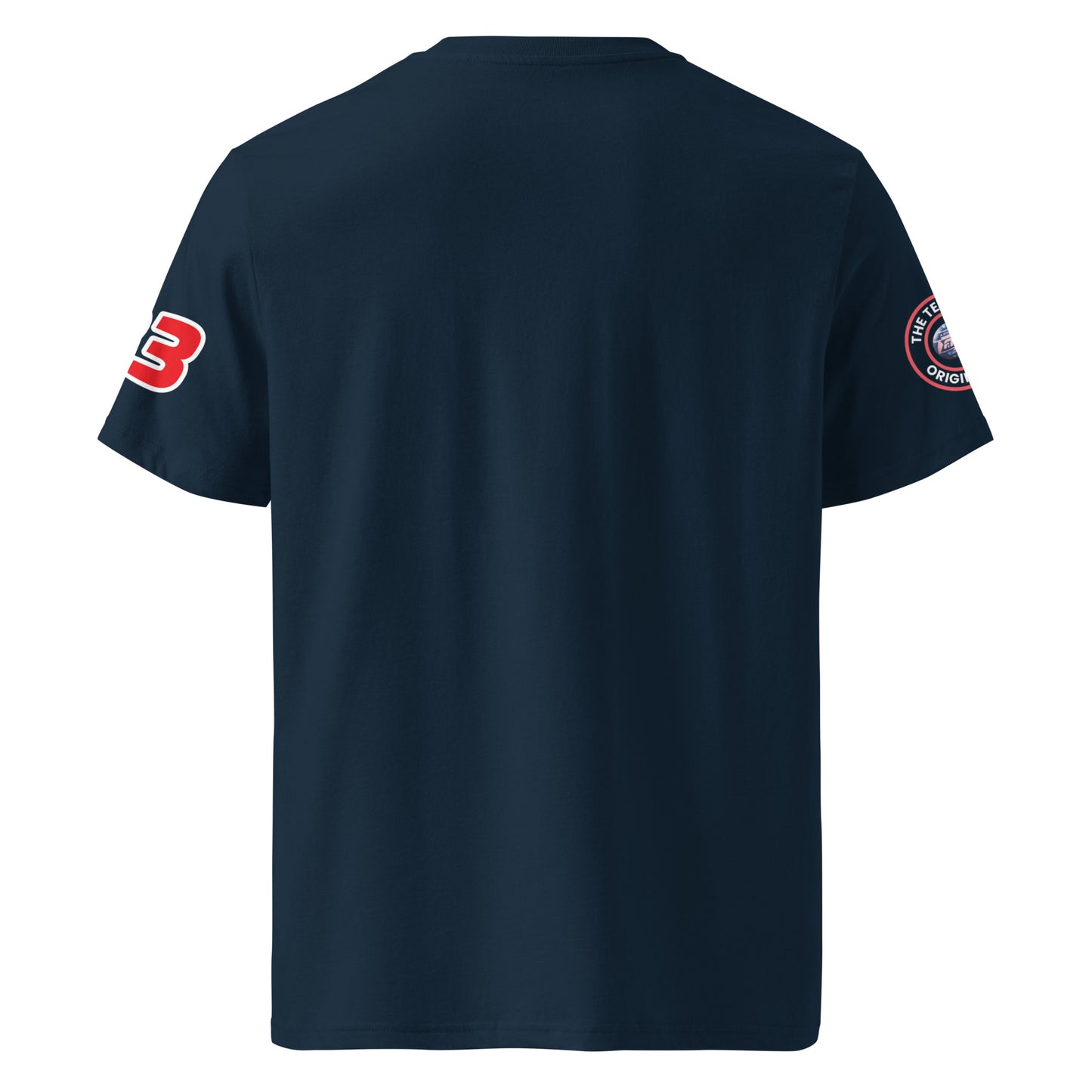 View the rear of the navy Alexander Albon T-Shirt. A must-have for any F1 fan and petrol head.