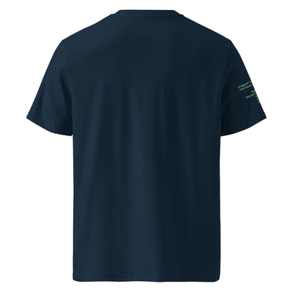 Back view of the Ayrton Senna Navy T-Shirt, designed for fans who appreciate a simple yet bold motorsport aesthetic.