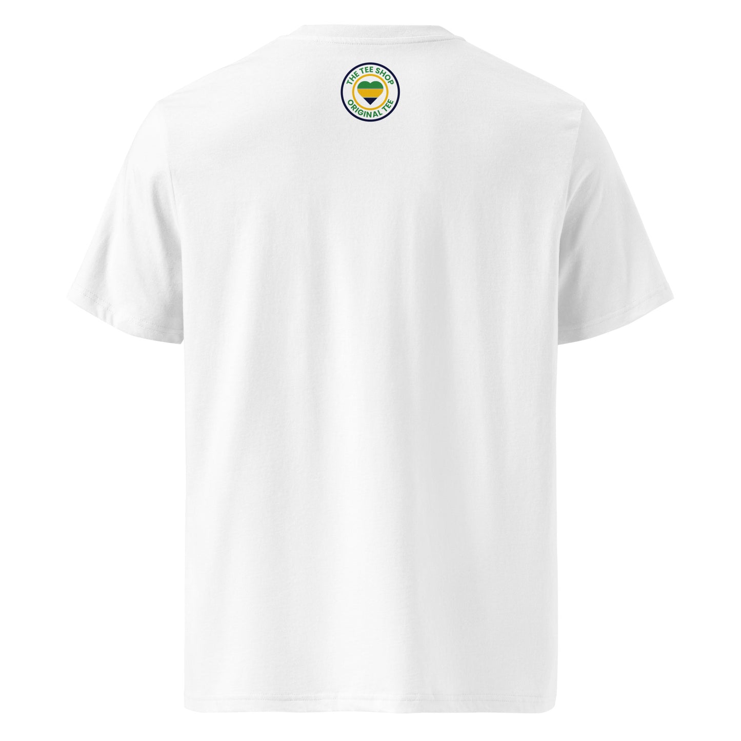 Rear of the t-shirt featuring TheTeeShop logo. Clean finish to a vibrant F1 tribute.