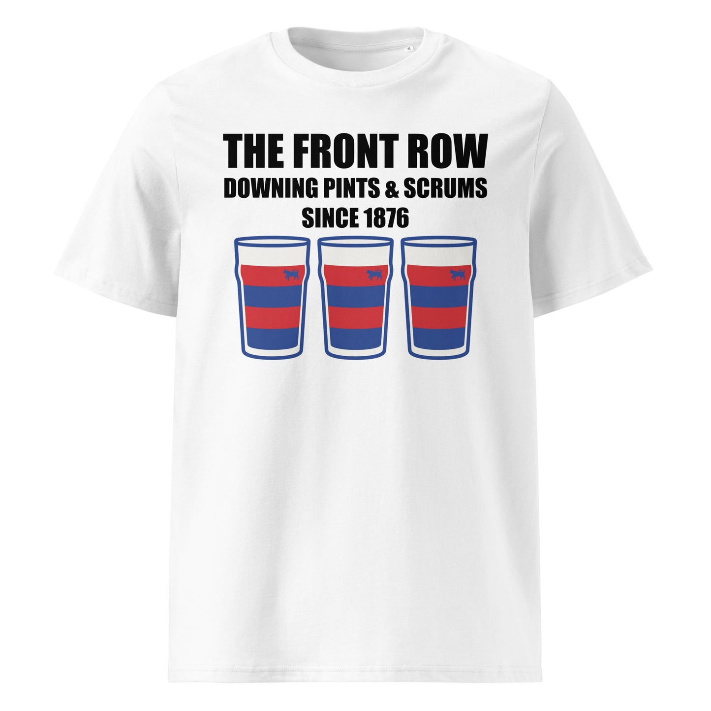 Clontarf Rugby T-Shirt in white with 3 Pint Glasses