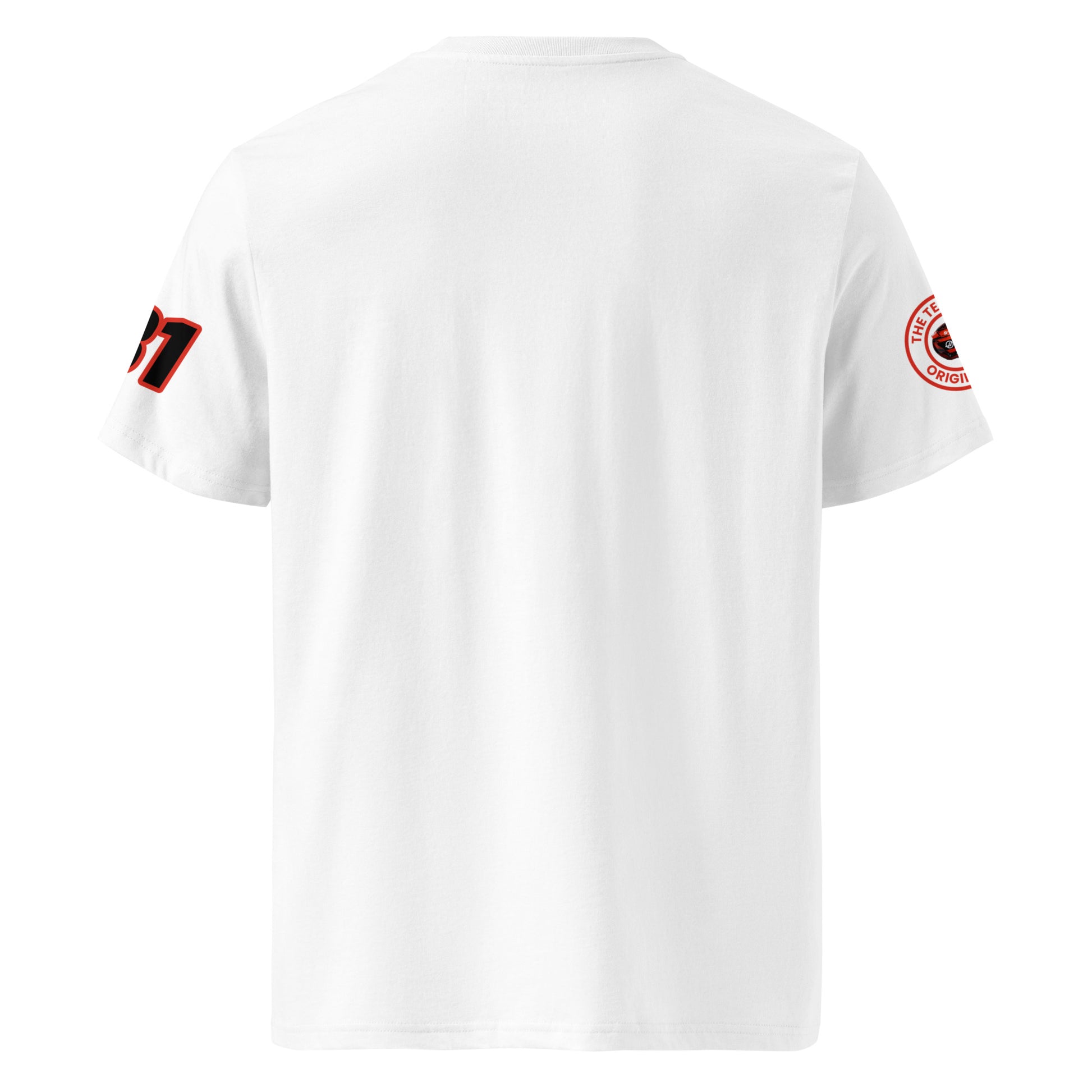 View the rear of the white Esteban Ocon T-Shirt. A must-have for any F1 fan and petrol head.
