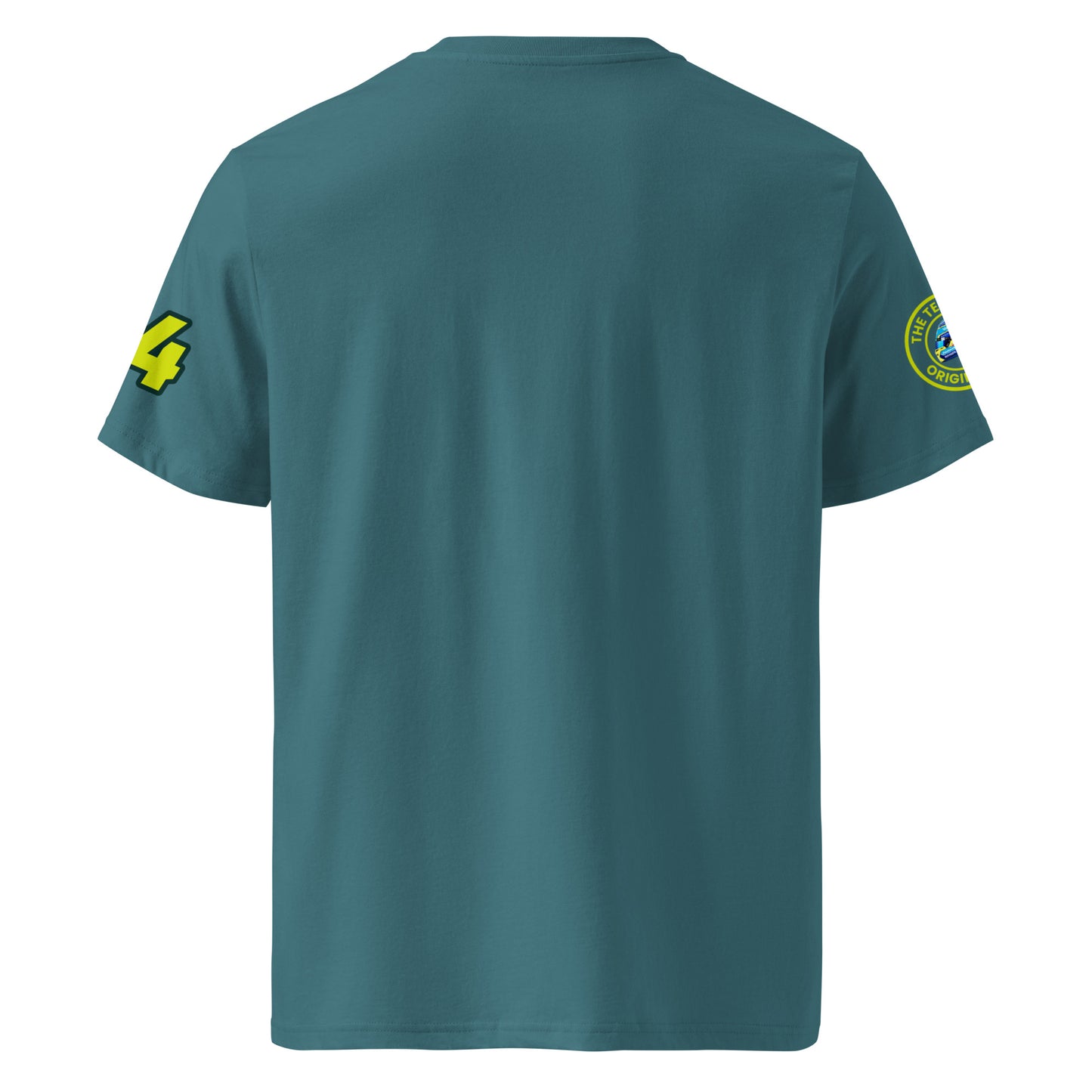 View the rear of the green Fernando Alonso T-Shirt. A must-have for any F1 fan and petrol head.