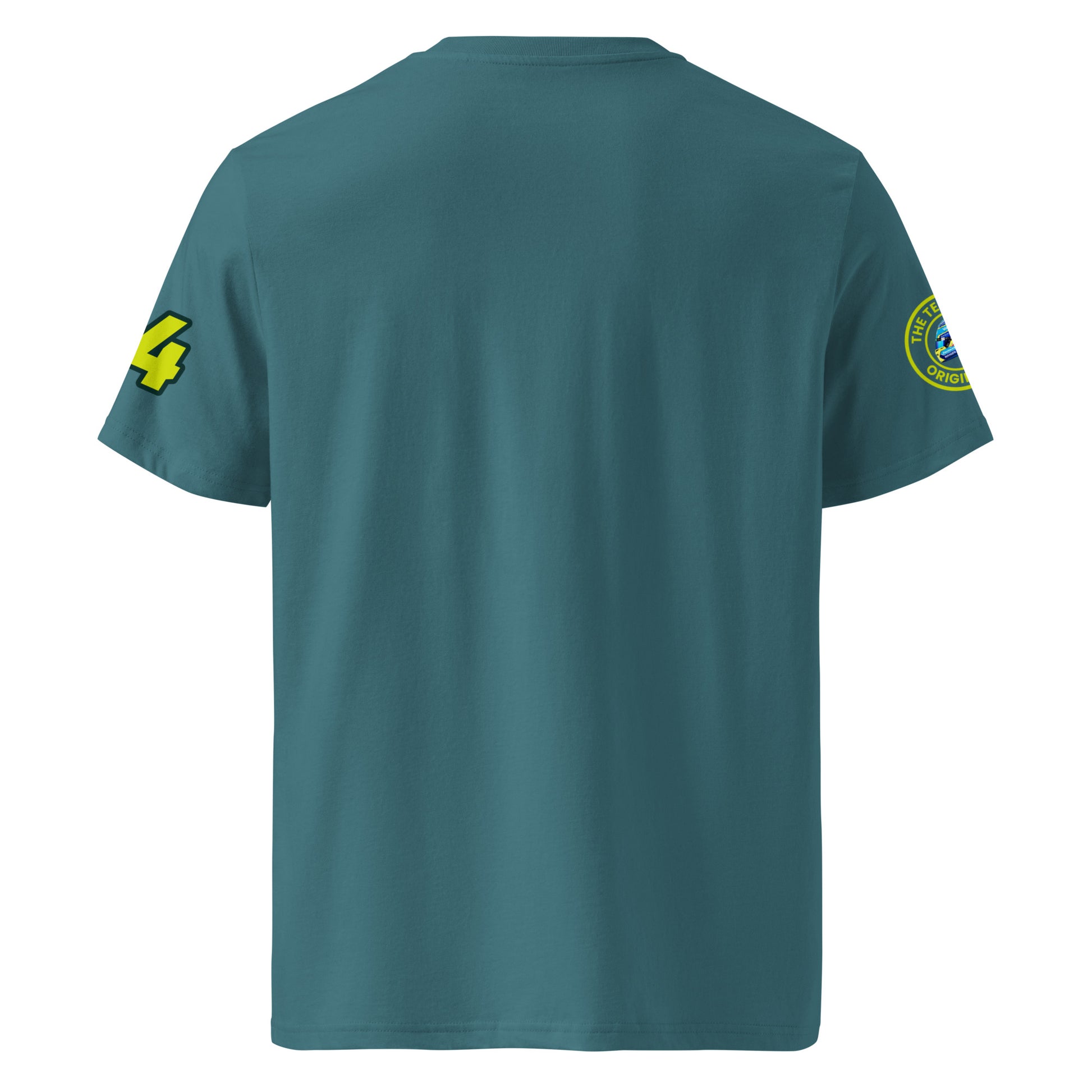 View the rear of the green Fernando Alonso T-Shirt. A must-have for any F1 fan and petrol head.