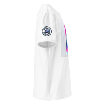 Check out the right sleeve of the white Franco Colapinto "Cola Pinto" T-Shirt, showcasing TheTeeShop logo with a unique image correlating to Franco Colapinto.