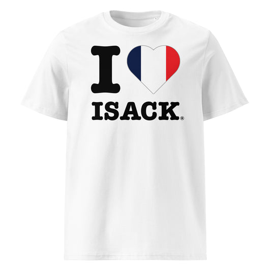 Blue, white, and red heart with bold ISACK print – a patriotic nod to France’s F1 future.
