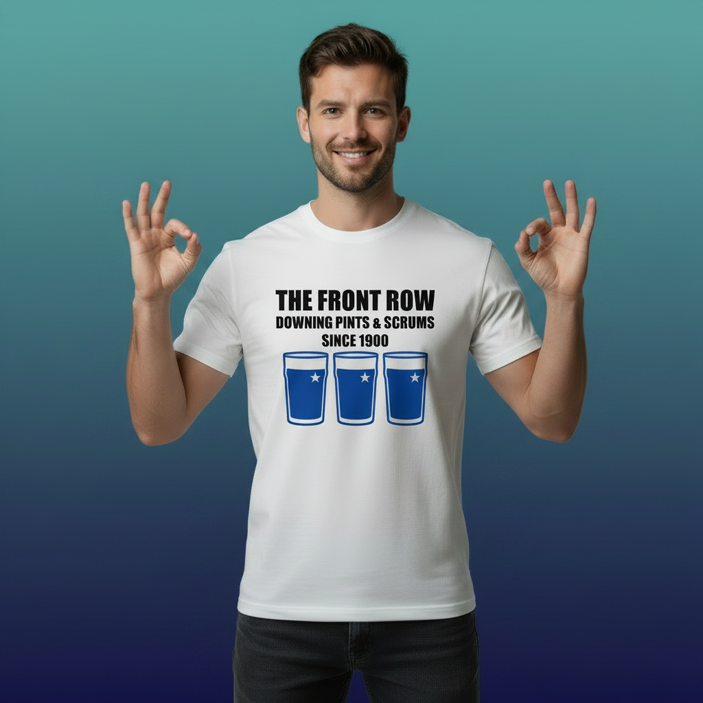 St Mary’s RFC Front Row Rugby T-Shirt | Downing Pints & Scrums Since 1900