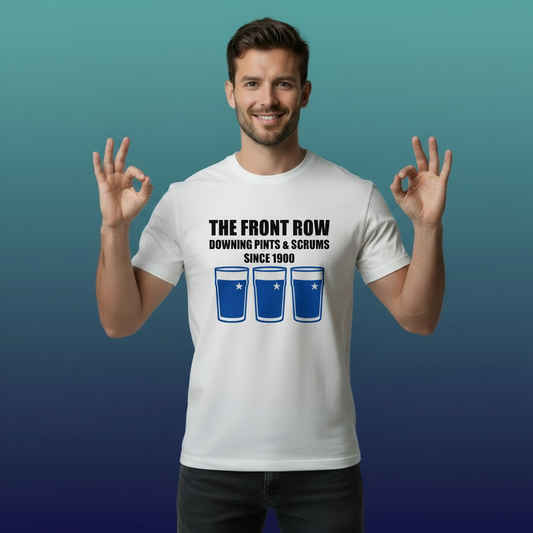 St Mary’s RFC Front Row Rugby T-Shirt | Downing Pints & Scrums Since 1900