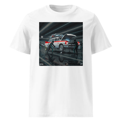 Front view of ECTO 1 Pitstop Car Meet T‑Shirt mockup.