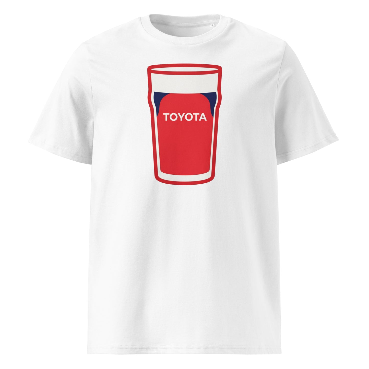 Front view of Munster rugby t-shirt featuring a pint glass with a munster inspired graphic