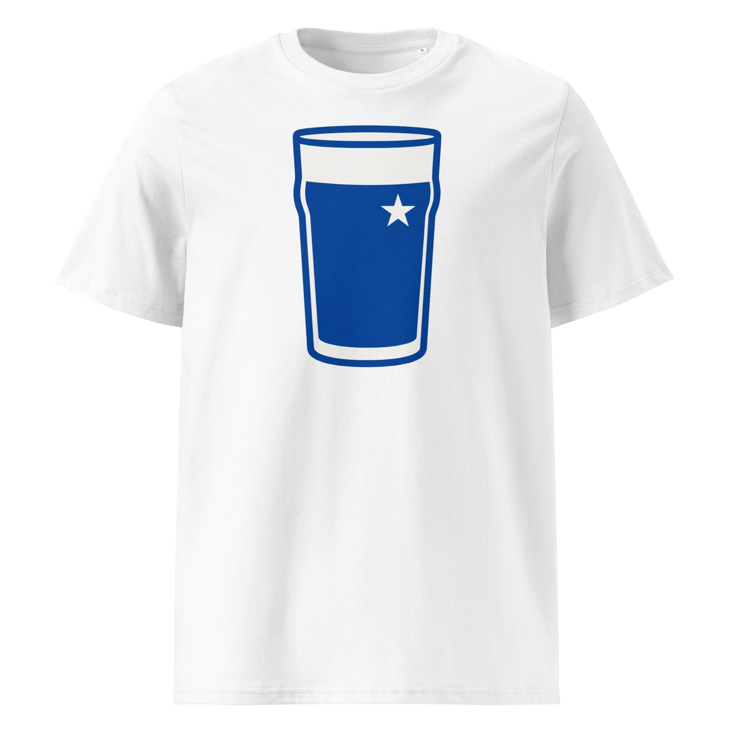 Front view of St Mary's rugby t-shirt featuring a mega pint in club colours.
