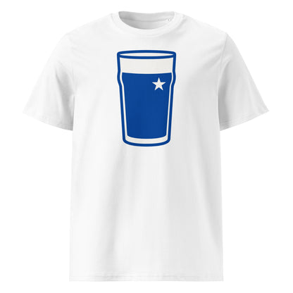 Front view of St Mary's rugby t-shirt featuring a mega pint in club colours.