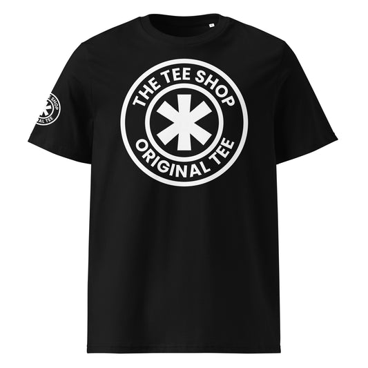 Be part of The Tee Shop Crew with this clean design black t-shirt.