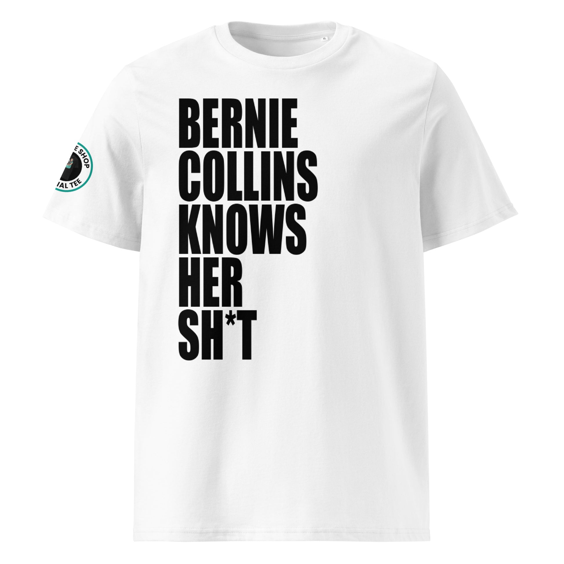 White F1 T-Shirt with unique design for bot women and men who love Bernie Collins and the Sky Sports F1 Team