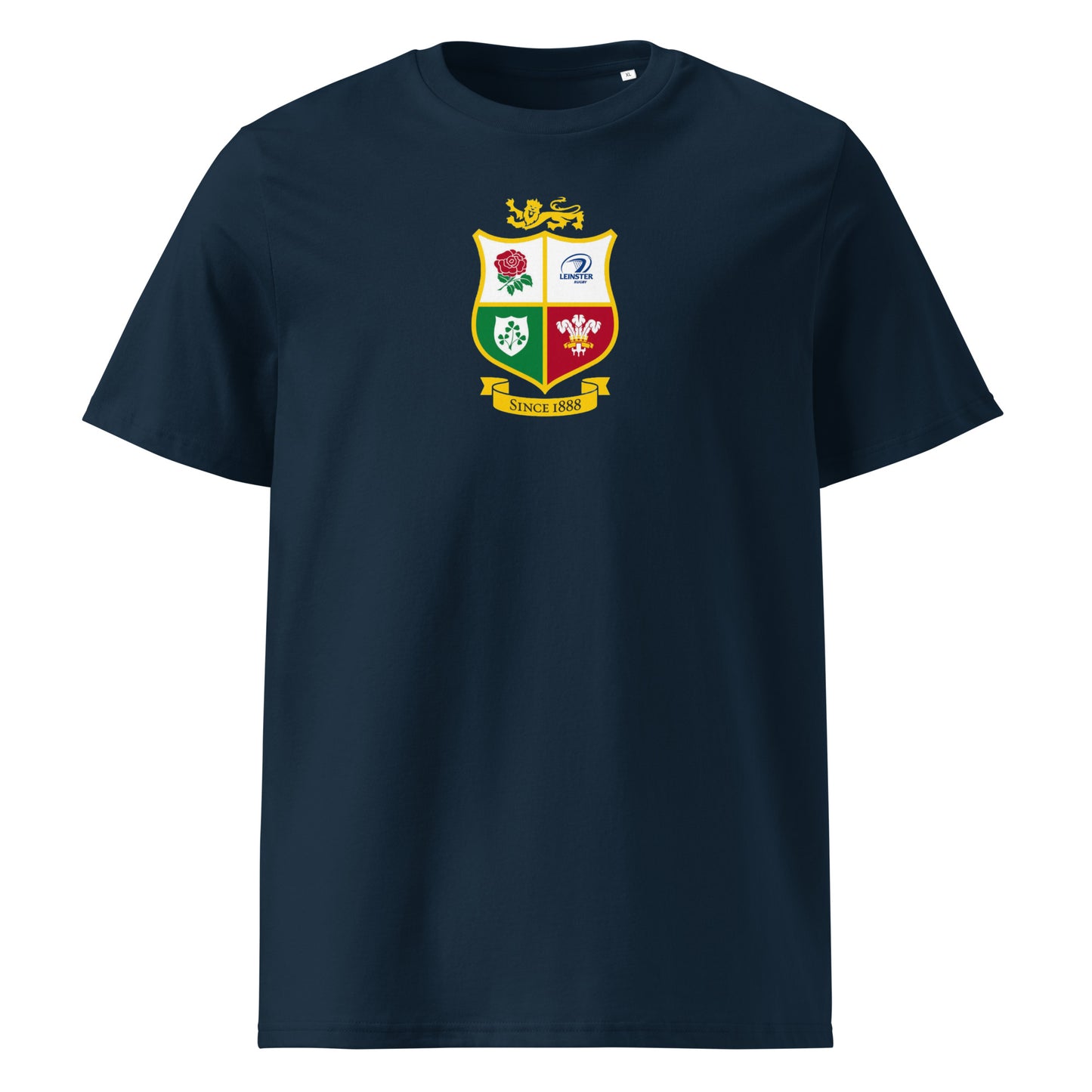 Front view of the navy t shirt for the British and Irish lions Leinster alternative t shirt 