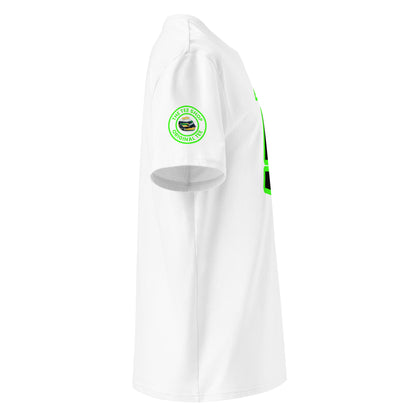 Check out the right sleeve of the white Gabriel Bortoleto T-Shirt, showcasing TheTeeShop logo with a unique image correlating to Gabriel Bortoleto.