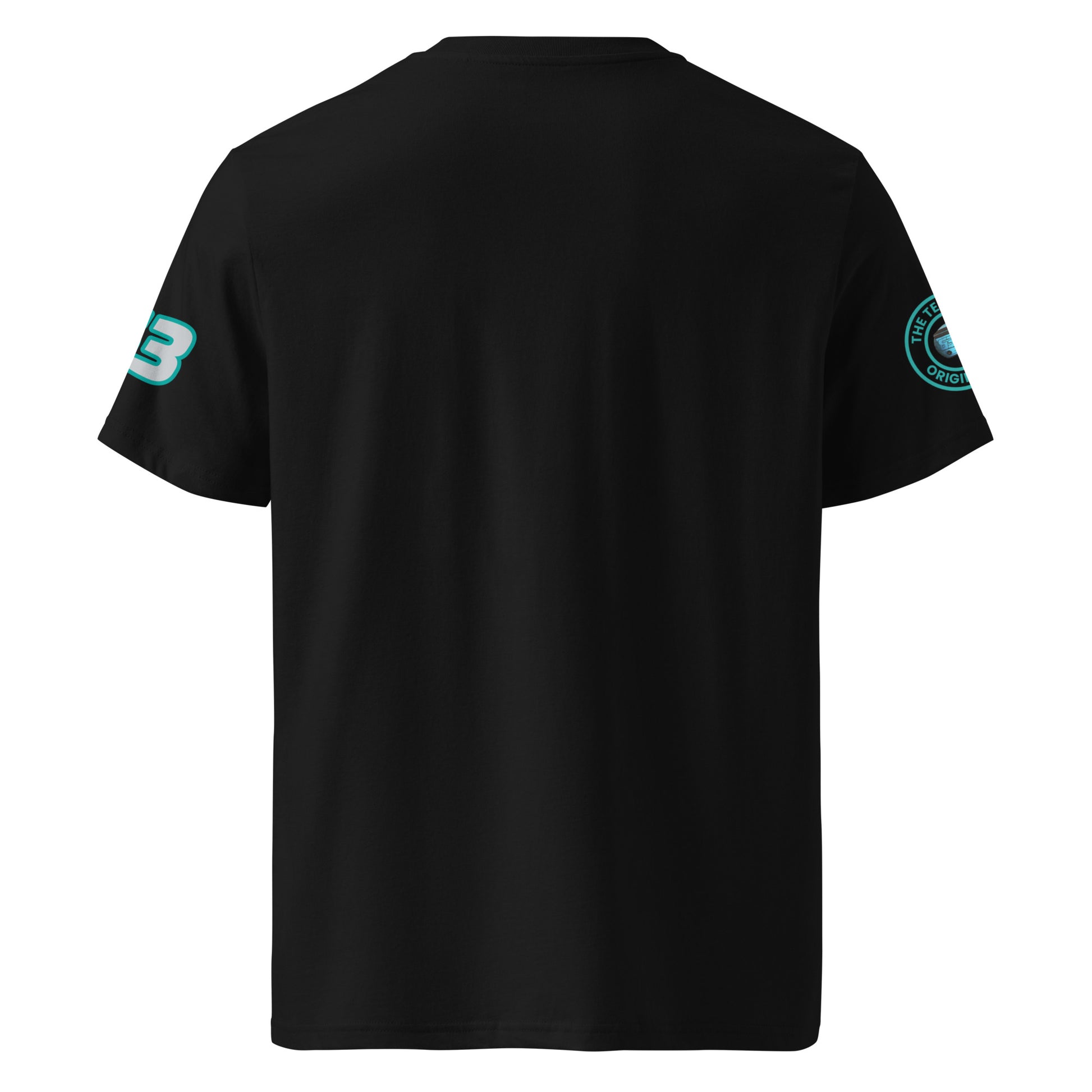 View the rear of the black George Russell T-Shirt. A must-have for any F1 fan and petrol head.