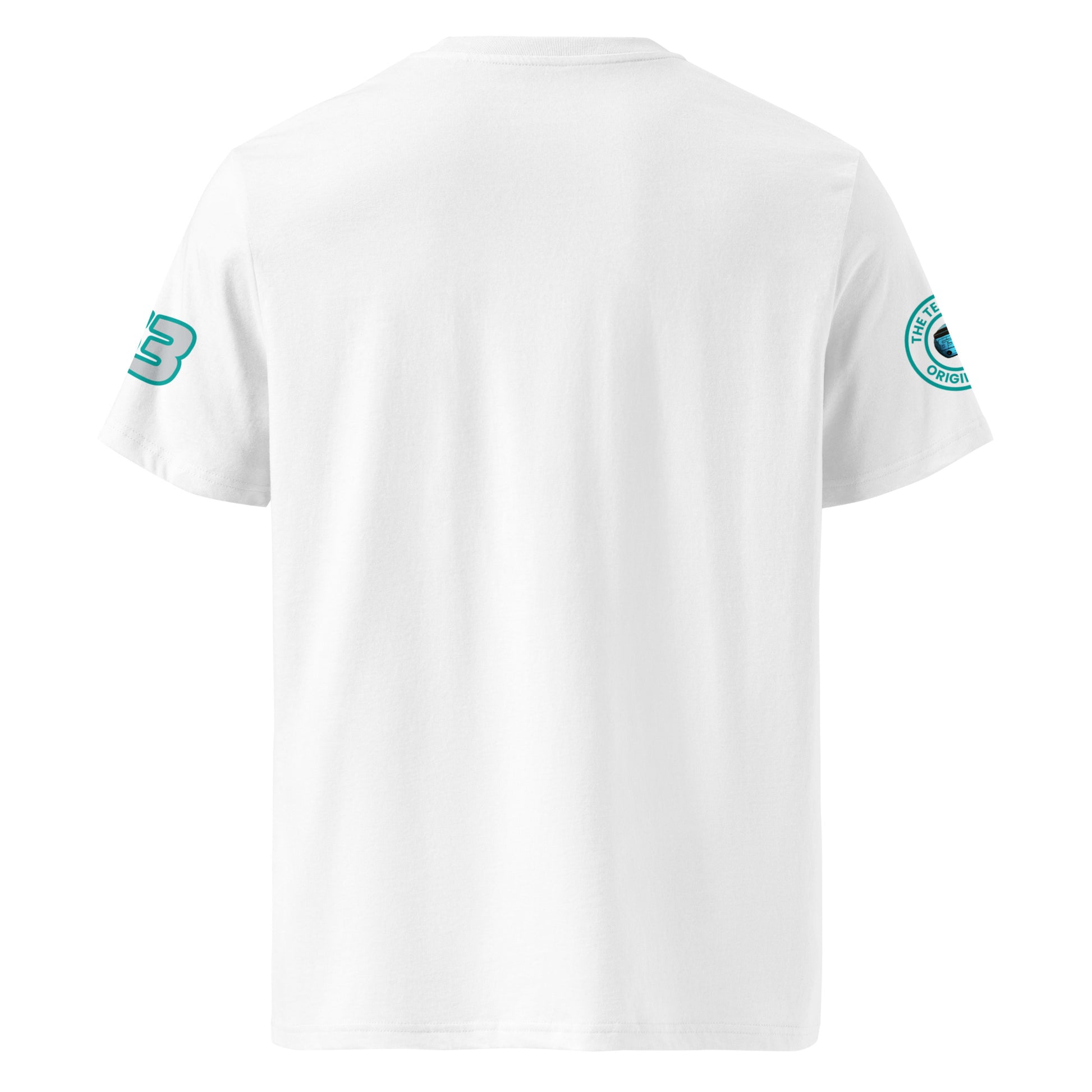 View the rear of the white George Russell T-Shirt. A must-have for any F1 fan and petrol head.