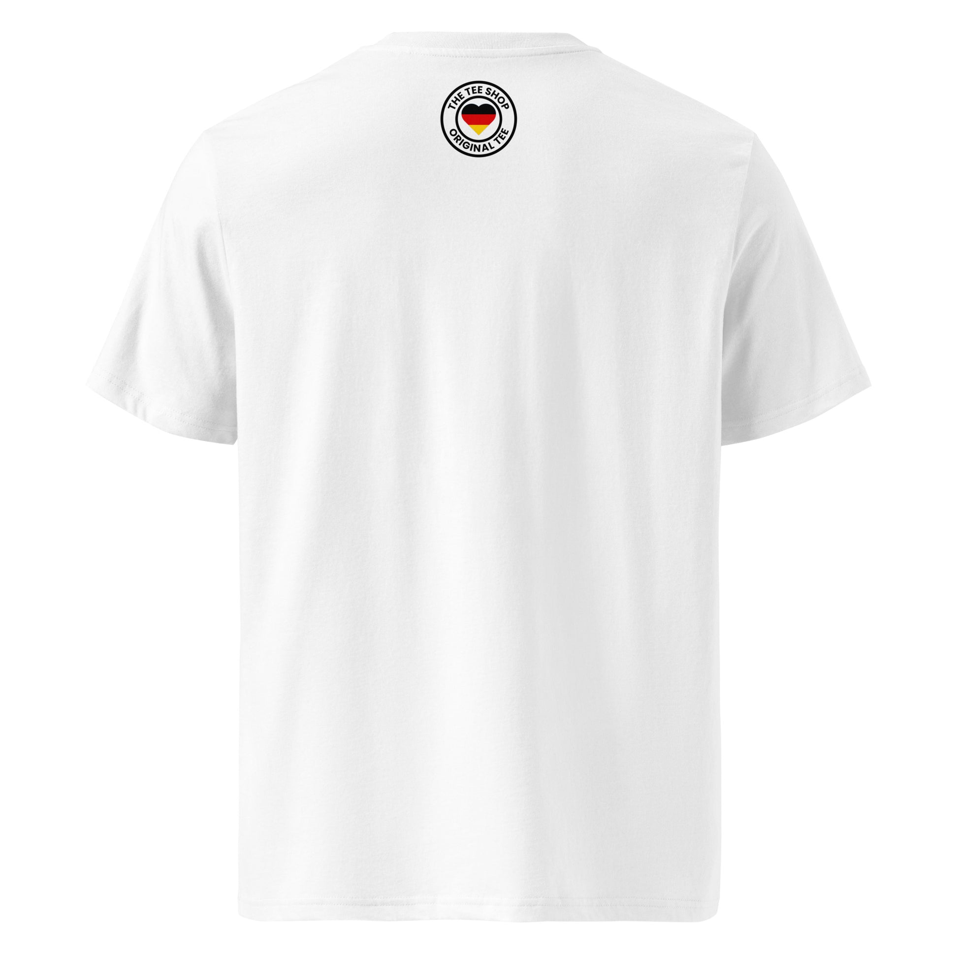 Back of the tee featuring TheTeeShop logo in German flag colours – subtle and stylish.