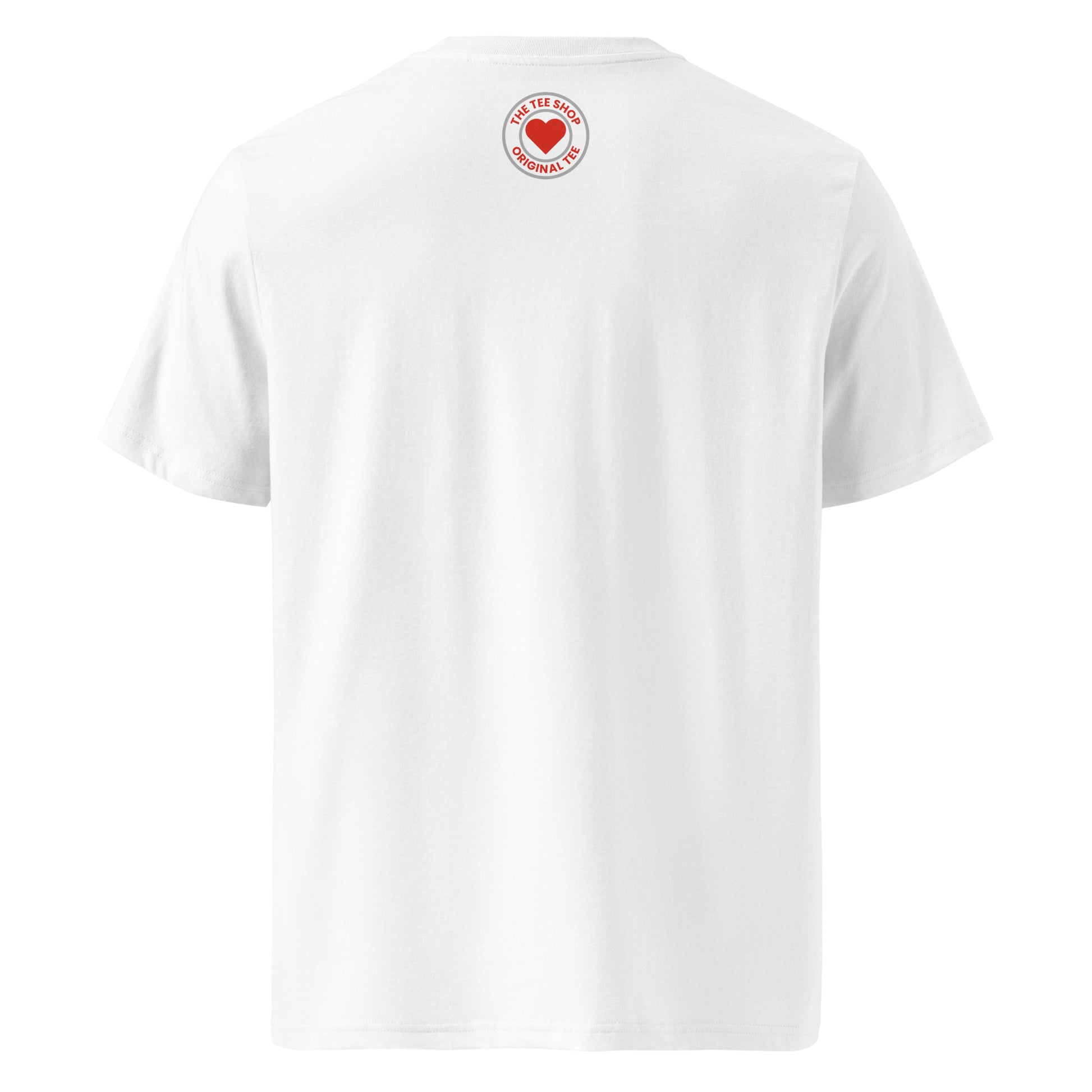 Back of the tee featuring TheTeeShop logo in Haas red and grey – subtle and stylish.