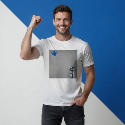 Leinster Nostalgic Rugby Boy Dreams Street Art T‑Shirt with Blue Heart