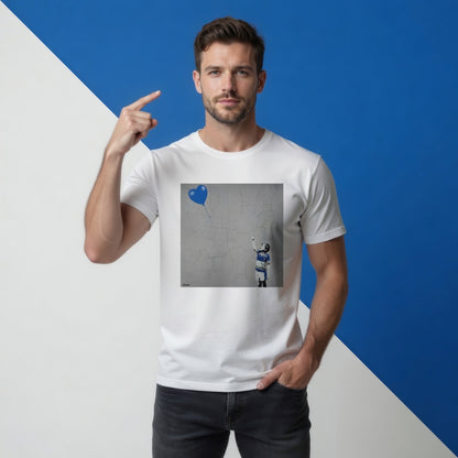 Leinster Nostalgic Rugby Boy Dreams Street Art T‑Shirt with Blue Heart