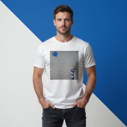 Leinster Nostalgic Rugby Boy Dreams Street Art T‑Shirt with Blue Heart