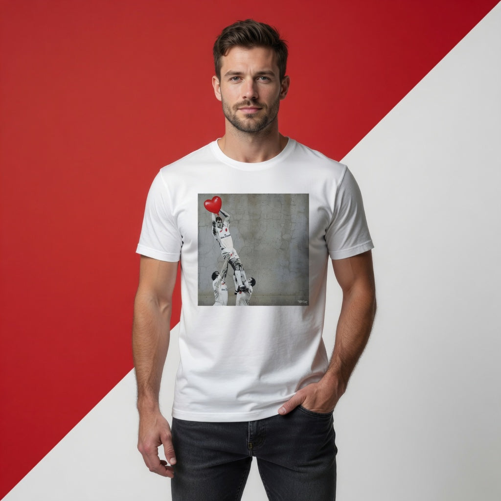 Ulster Home 1999 Lineout Street Art Rugby T‑Shirt Red Heart