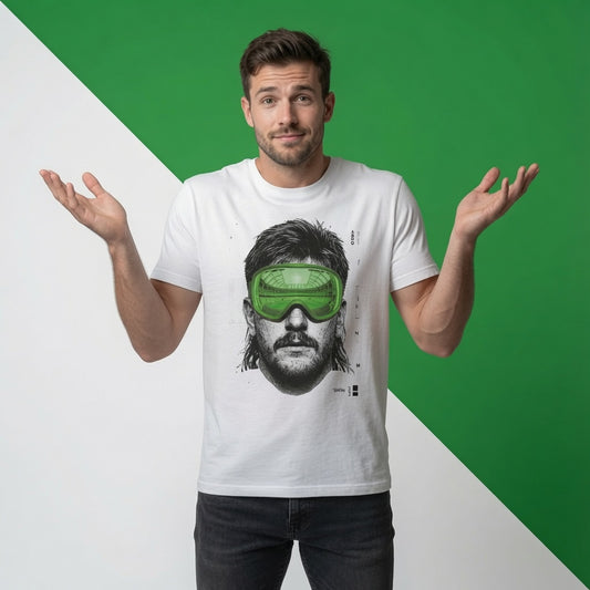 On Reflection – Stadium Goggles (Green) Tee – Black & White