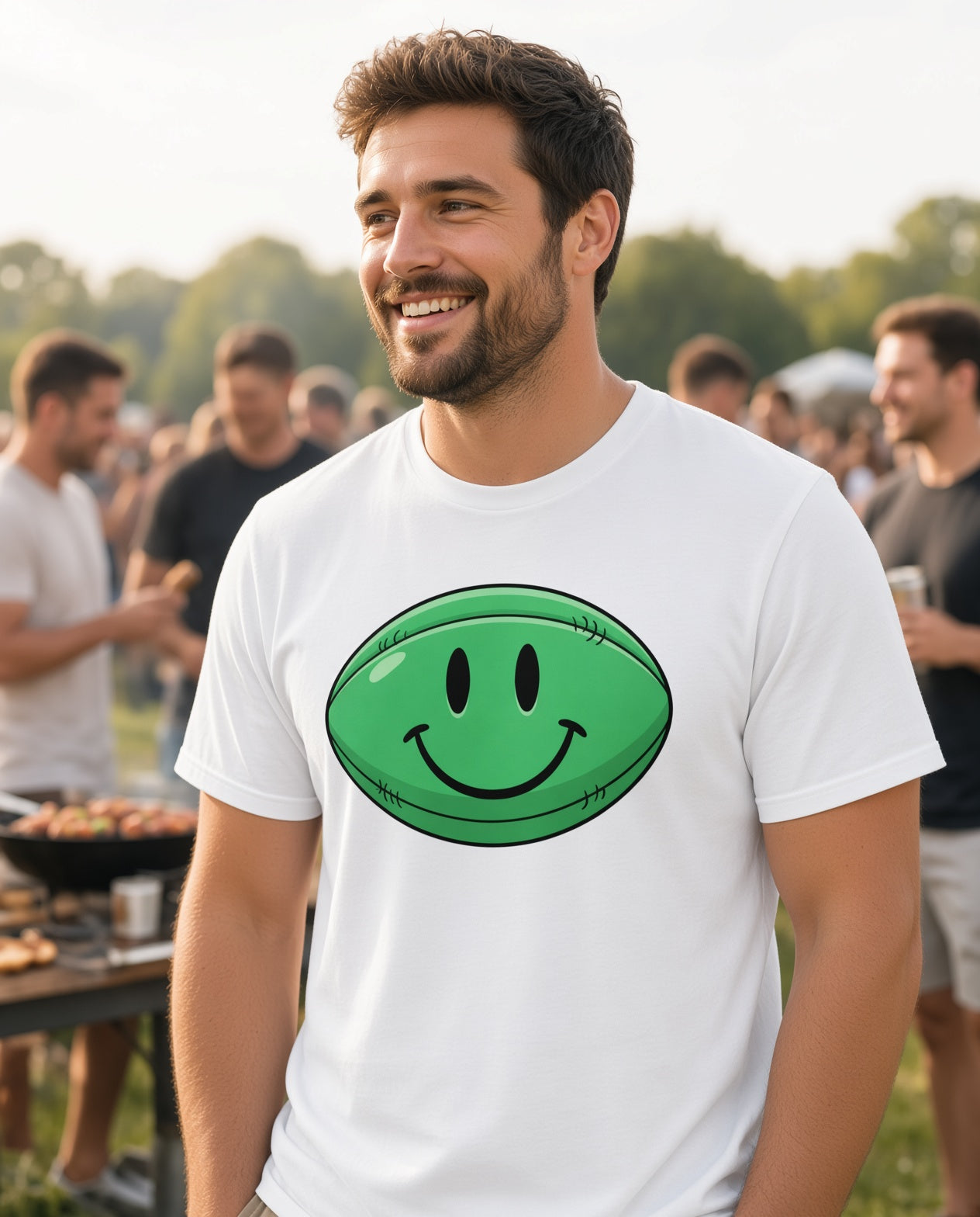 Green Smiley Face Rugby T-Shirt