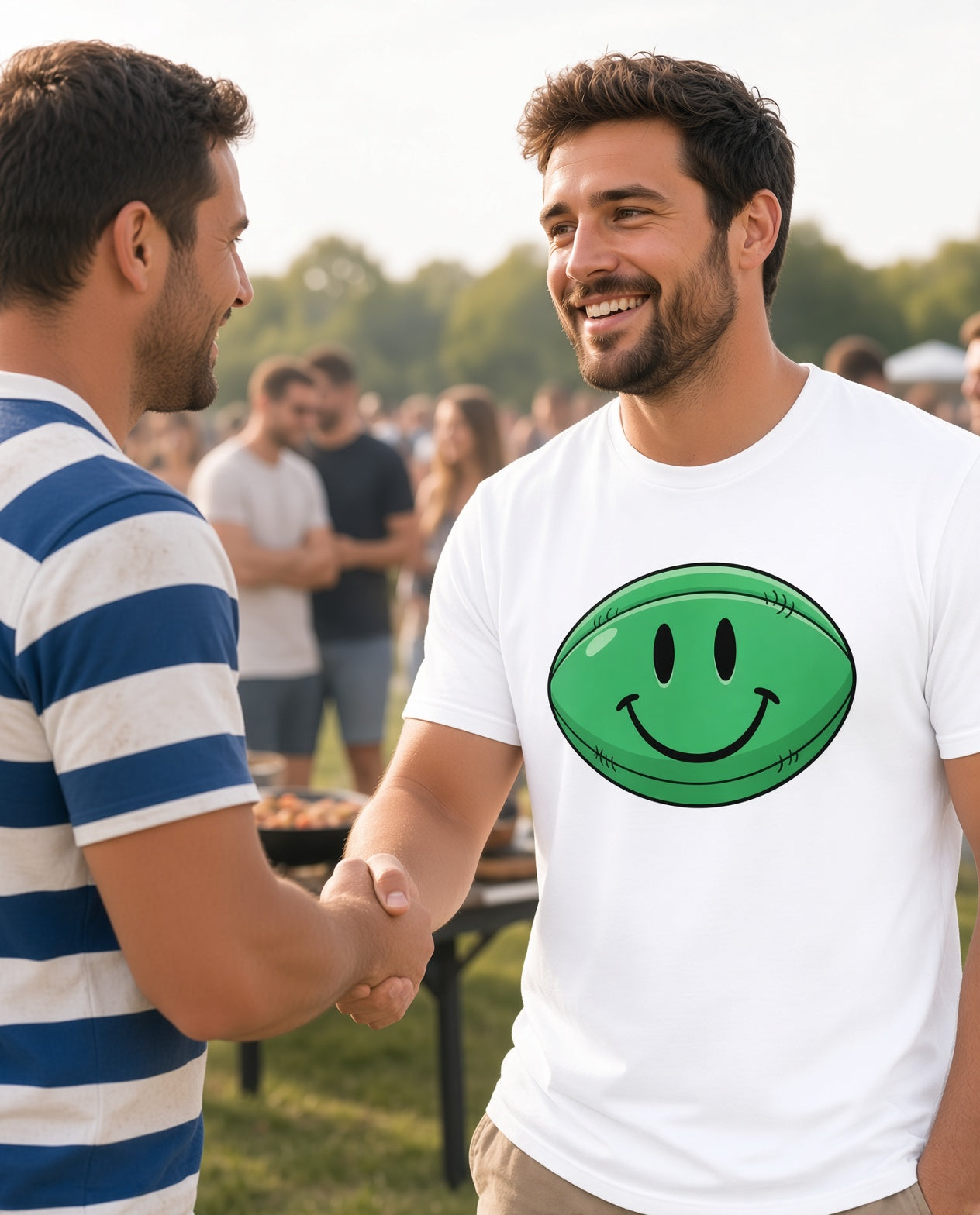Green Smiley Face Rugby T-Shirt
