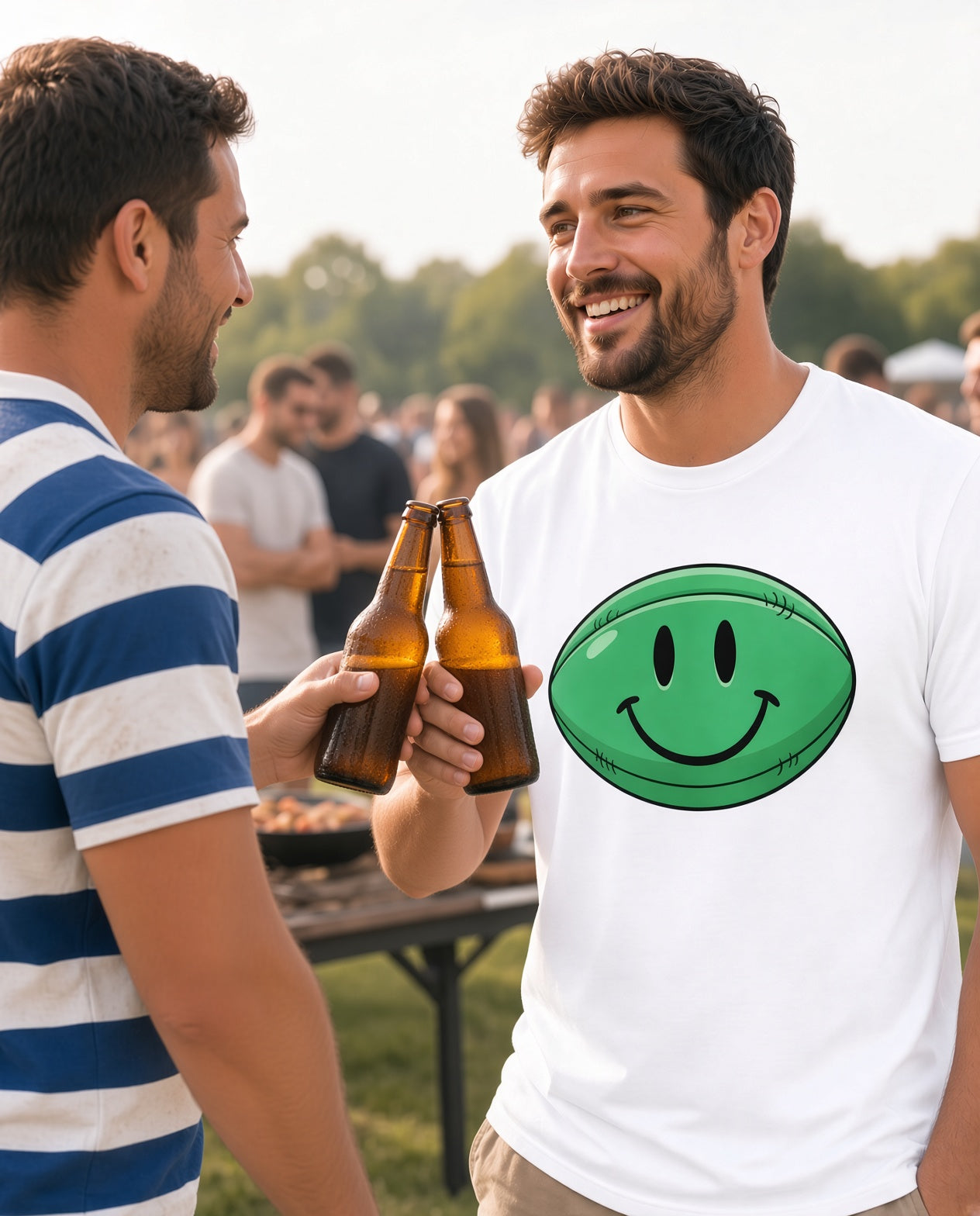 Green Smiley Face Rugby T-Shirt