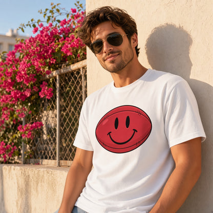 Red Smiley Face Rugby T-Shirt