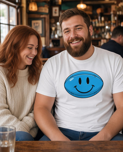 Blue Smiley Face Rugby T-Shirt