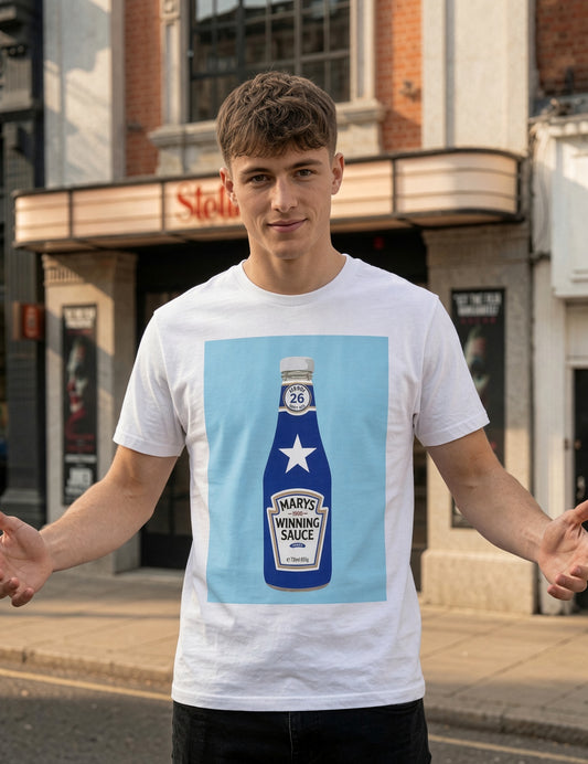 Mary's Winning Sauce Rugby T-Shirt - Blue Edition
