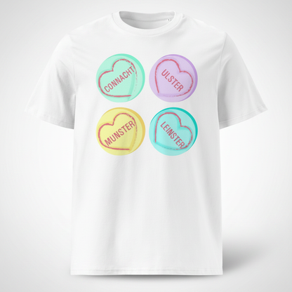 Rugby Love Hearts T‑Shirt – Connacht Ulster Munster Leinster