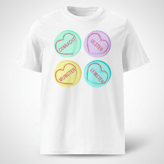 Rugby Love Hearts T‑Shirt – Connacht Ulster Munster Leinster