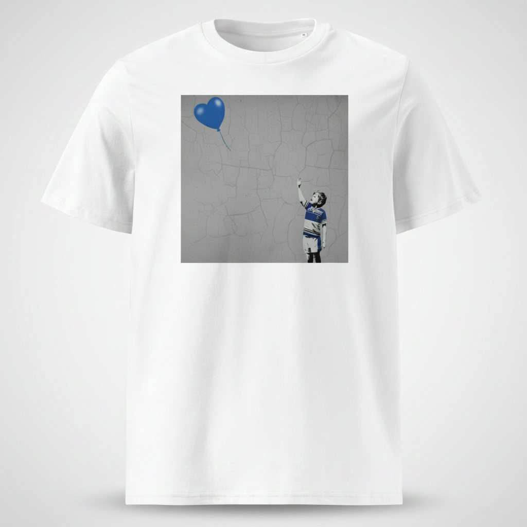 Leinster Nostalgic Rugby Boy Dreams Street Art T‑Shirt with Blue Heart