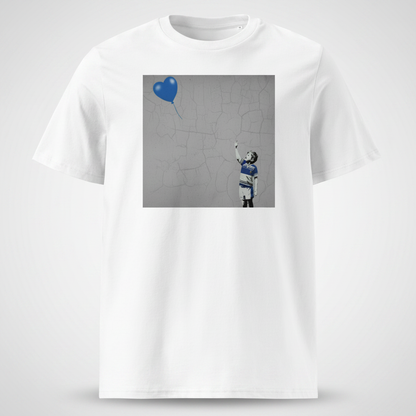 Leinster Nostalgic Rugby Boy Dreams Street Art T‑Shirt with Blue Heart