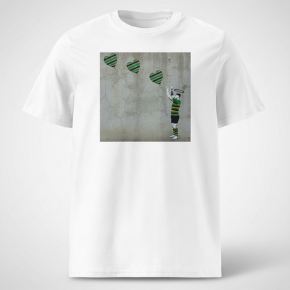 Northampton Rugby Lineout Throw Street Art T‑Shirt 2.0 with Halo
