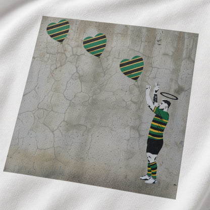 Northampton Rugby Lineout Throw Street Art T‑Shirt 2.0 with Halo