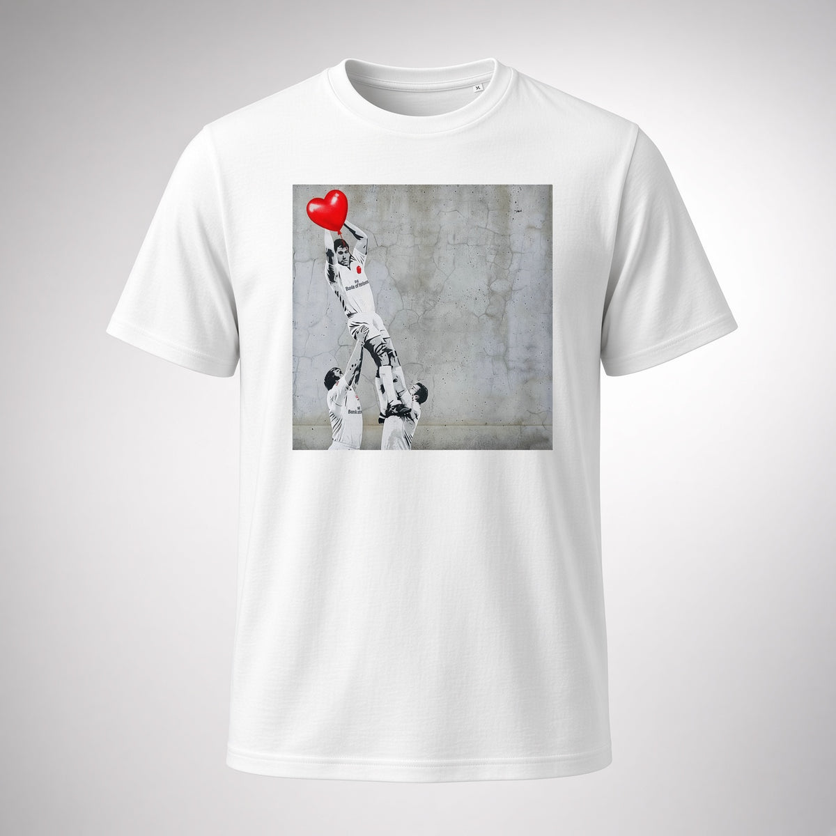 Ulster Home 1999 Lineout Street Art Rugby T‑Shirt Red Heart