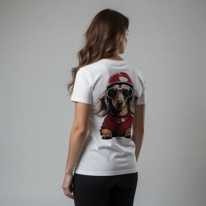 Back Print Leo Racing Dog T-Shirt